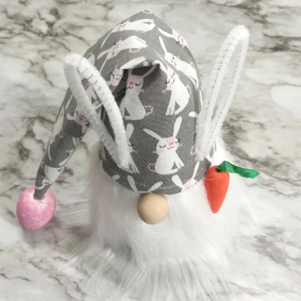 HAND CRAFTED Gnome Easter Bunny Air Freshener Cover Spring Decor White Rabbit